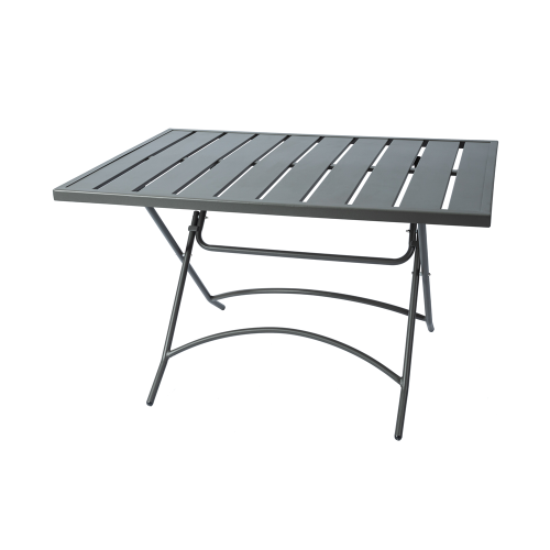 Mesa retangular dobrável de metal de 120 * 80 cm com tampo de ripa